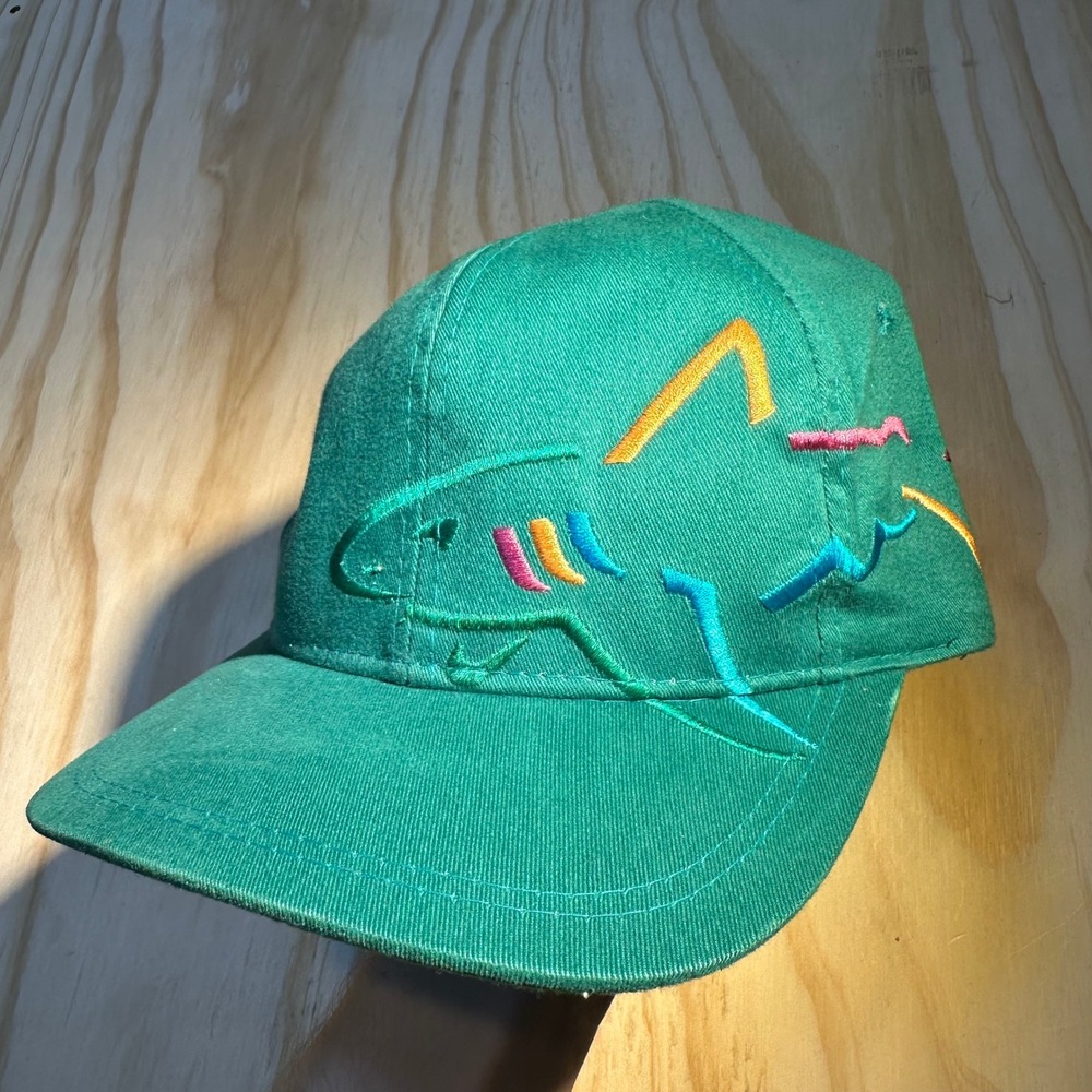 Greg Norman Vintage 90s Shark Embroidered Green Strapback Hat OSFA Mens